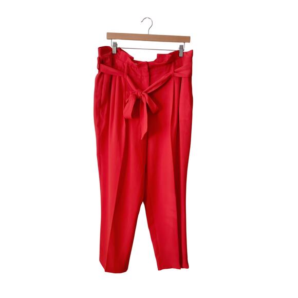 Boden Melina High Rise Paperbag Waist Trousers Red Size 12R - Picture 1 of 9